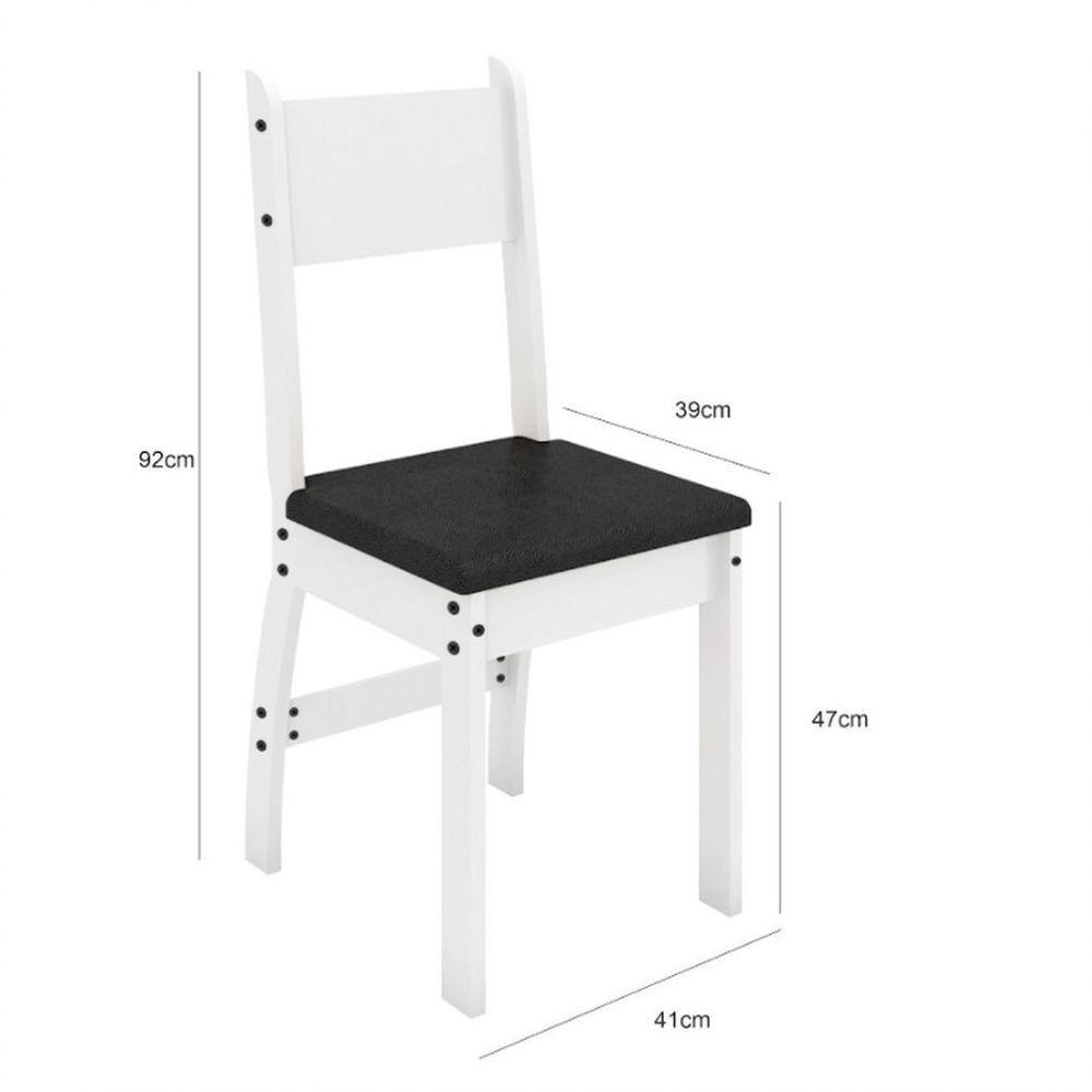 Conjunto Mesa De Jantar 6 Lugares Milano Branco Com Preto - 4