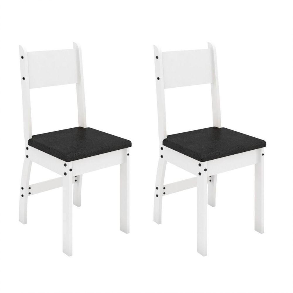 Conjunto Mesa De Jantar 6 Lugares Milano Branco Com Preto - 6