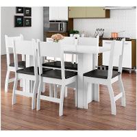 Conjunto Mesa De Jantar 6 Lugares Milano Branco Com Preto - 3