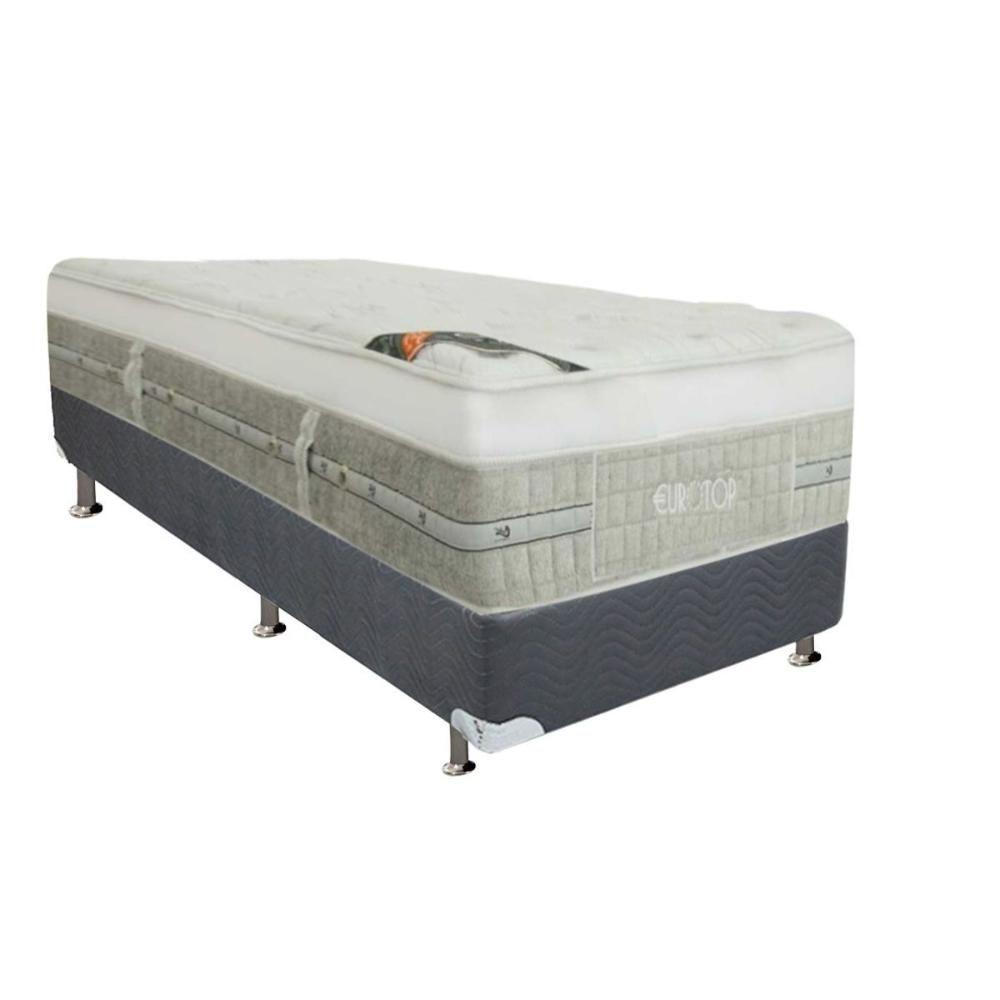 Cama Box Solteiro: Colchão Molas Castor Pocket Summer Winter + Base CRC Suede Gray(88x188) - 1