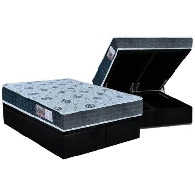 Cama Box Baú Queen: Colchão Espuma D45 Orthoflex  / EP Cecina + Base CRC Suede Black(158x198)