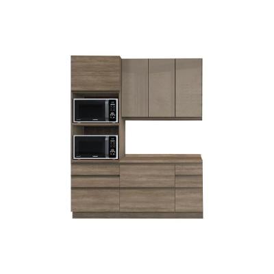 Kit De Cozinha 4pçs ( 1 Balcão + 1 Paneleiro +1 Armário + 1 Complemento) Cz163 Nogal - Kappesberg