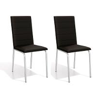 Kit 2 Cadeiras de Cozinha Amsterdã 2C091  2 Un Cromado/Courano Preto - Kappesberg - 1