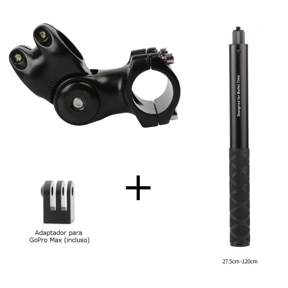 Suporte Alumínio para Moto + Bastão Invisível para Câmeras 360 - 1
