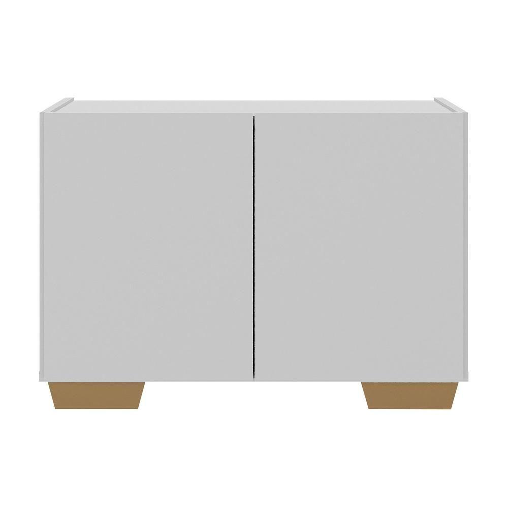 Kit 2 Mesas De Cabeceira 2 Portas E Pés Multimóveis Mp4139 Branco Natural - 2