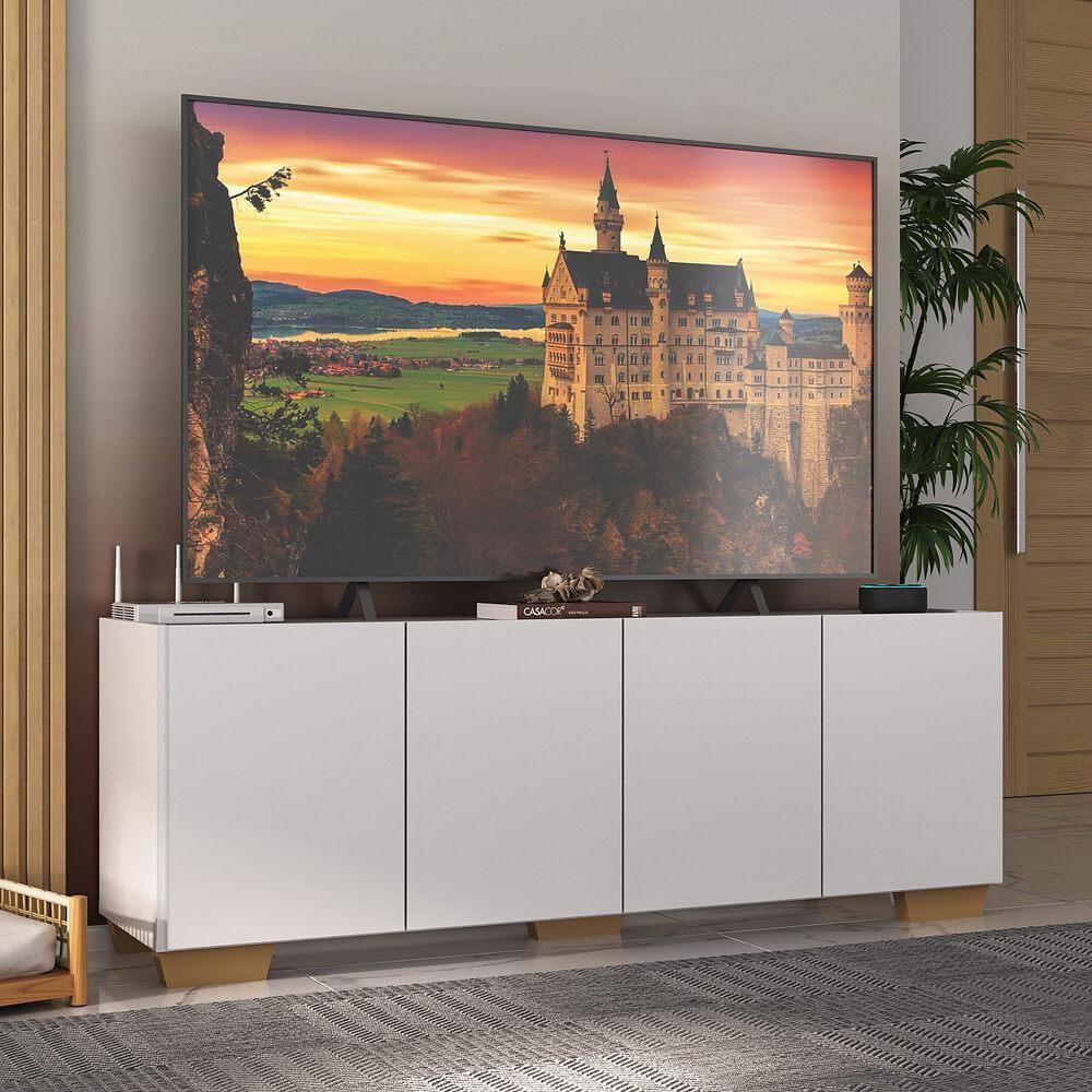 Rack Para Tv Até 50 Polegadas Com 4 Portas Multimóveis Mp1072 Branco Natural - 5