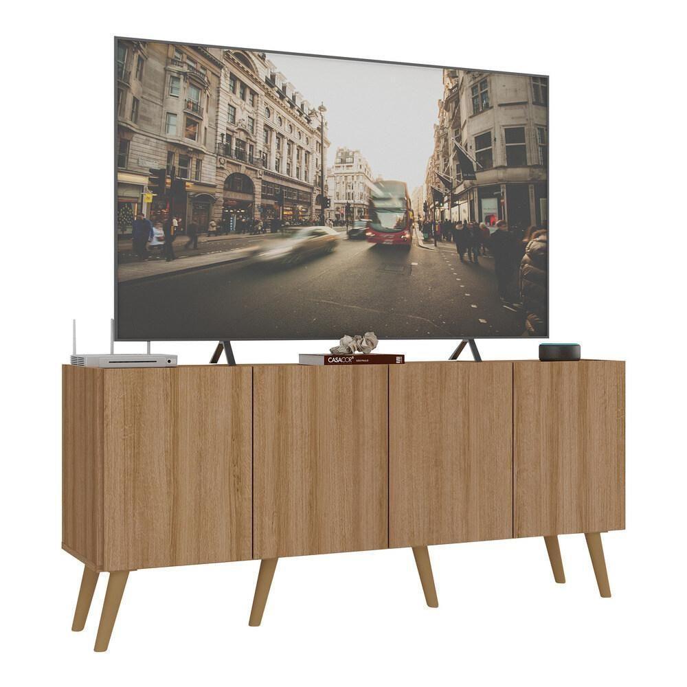 Rack Retrô Para Tv Até 50 Polegadas Com 4 Portas Multimóveis Mp1071 Rustic Natural - 1