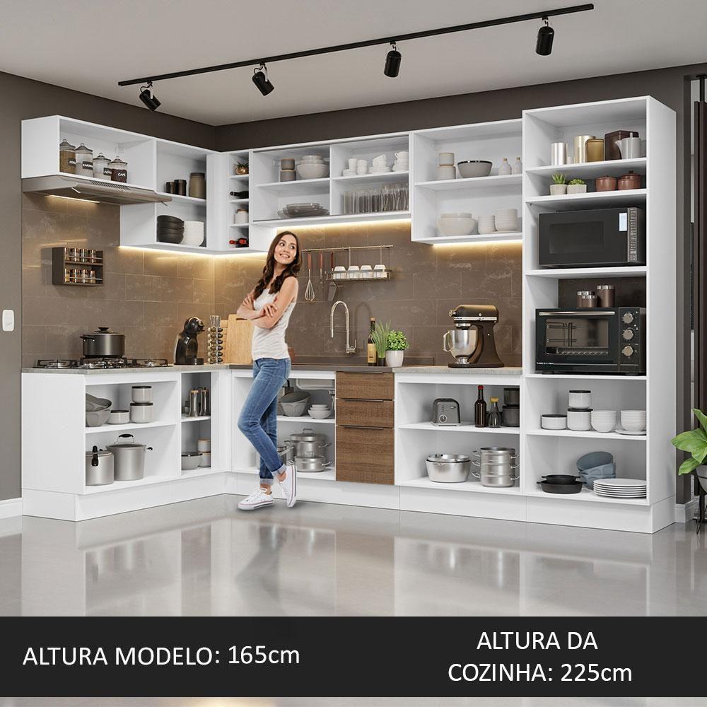 Armário De Cozinha Completa De Canto 499cm Branco/rustic Stella Madesa 03 Branco/rustic - 3