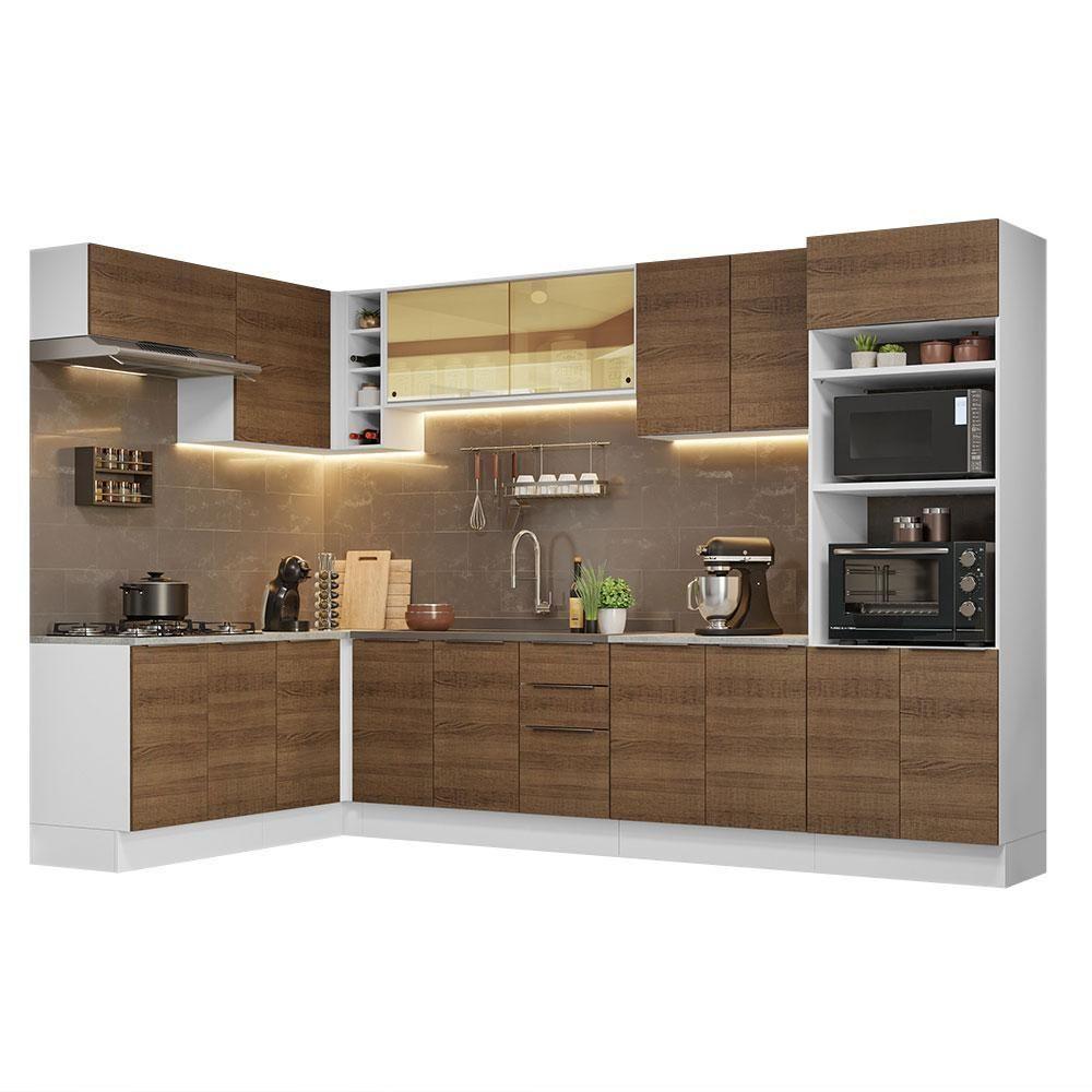 Armário De Cozinha Completa De Canto 499cm Branco/rustic Stella Madesa 03 Branco/rustic - 4