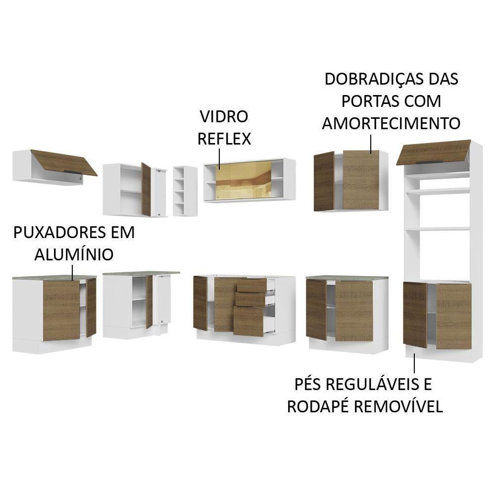 Armário De Cozinha Completa De Canto 499cm Branco/rustic Stella Madesa 03 Branco/rustic - 9