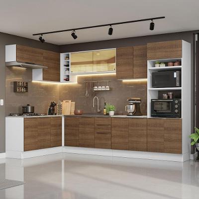 Armário de Cozinha Completa de Canto Stella 13 Portas 3 Gavetas MDF Branco