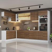 Armário De Cozinha Completa De Canto 499cm Branco/rustic Stella Madesa 03 Branco/rustic - 1