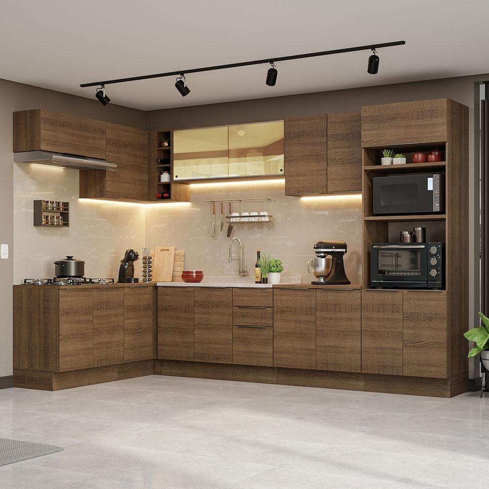 Armário De Cozinha Completa De Canto 499cm Rustic Stella Madesa 03 Rustic - 1