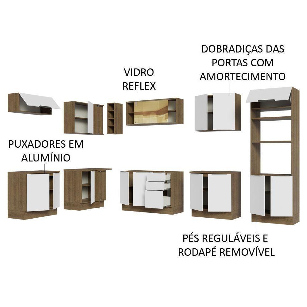 Armário De Cozinha Completa De Canto 499cm Rustic/branco Stella Madesa 03 Rustic/branco - 9