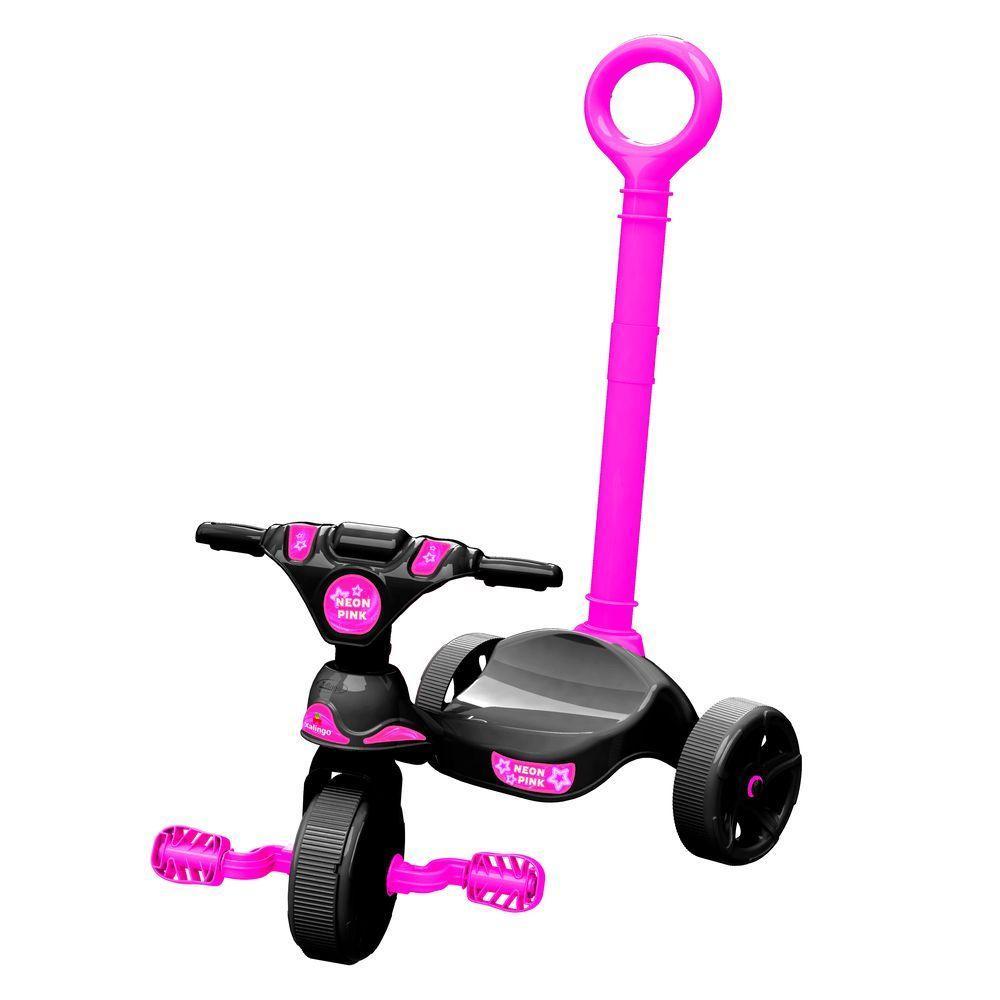 Triciclo Infantil Black Racer Pink Com Empurrador Xalingo - 1
