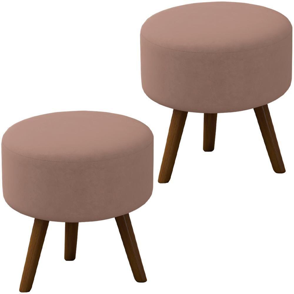 Kit 2 Puff Puf Para Sala Pes Palito Small Veludo Sl 949 Peer Sl 949 - 1