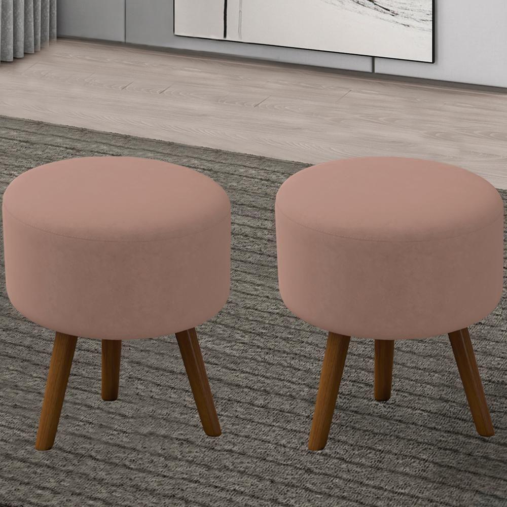 Kit 2 Puff Puf Para Sala Pes Palito Small Veludo Sl 949 Peer Sl 949 - 5