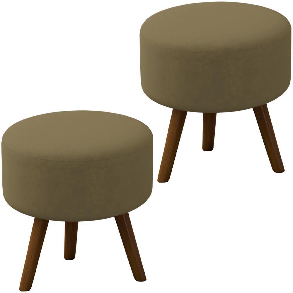 Kit 2 Puff Puf Para Sala Pes Palito Small Veludo Sl 945 Peer Sl 945 - 1