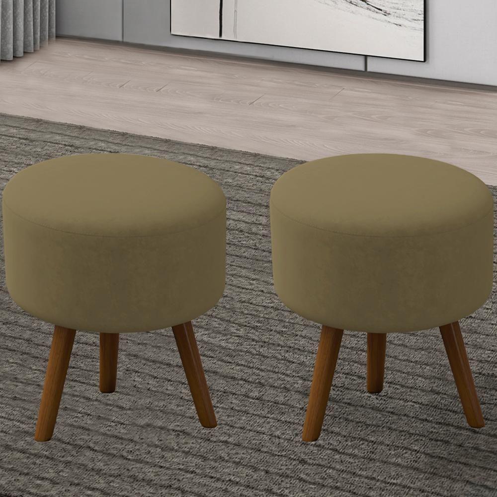 Kit 2 Puff Puf Para Sala Pes Palito Small Veludo Sl 945 Peer Sl 945 - 8