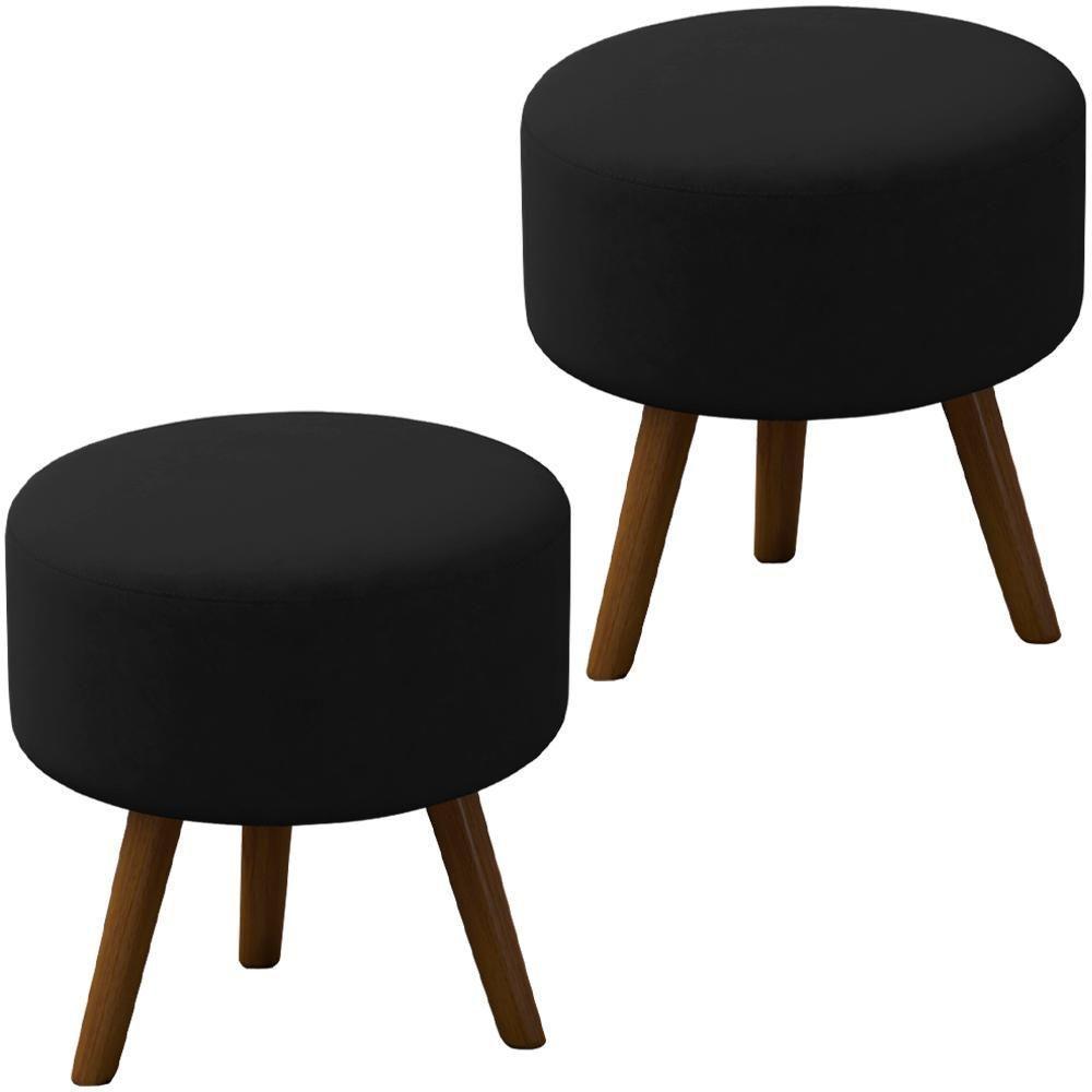 Kit 2 Puff Puf Para Sala Pes Palito Small Veludo Sl 944 Peer Sl 944 - 1