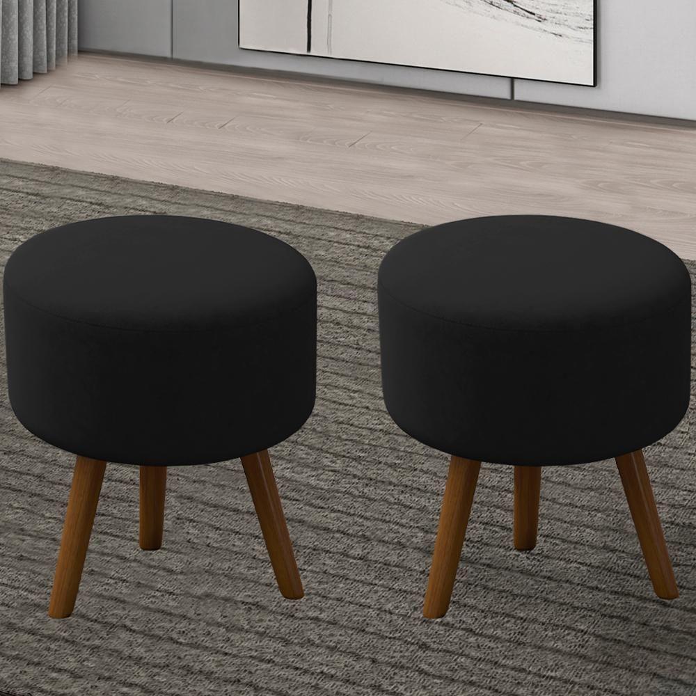 Kit 2 Puff Puf Para Sala Pes Palito Small Veludo Sl 944 Peer Sl 944 - 9