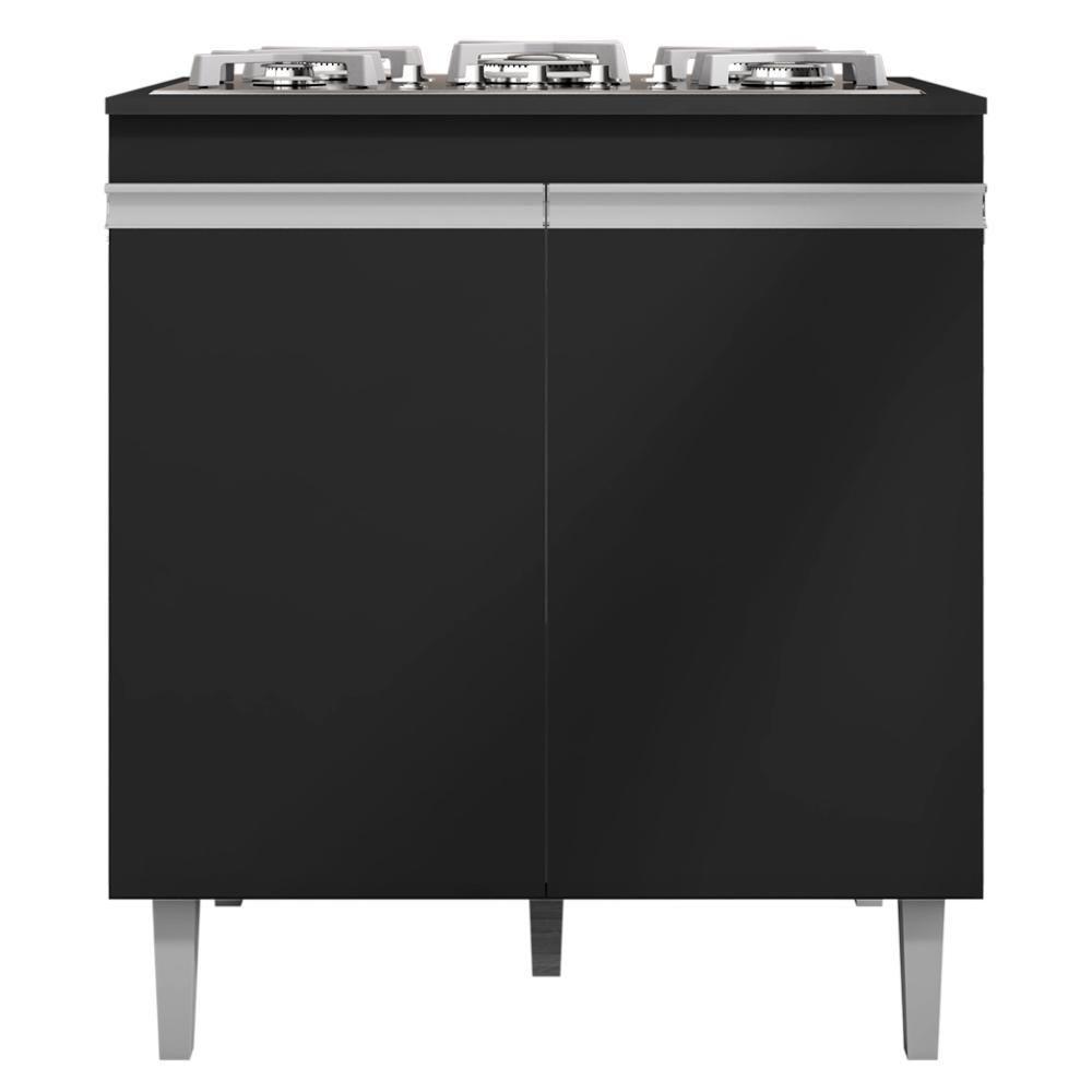 Balcao Com Tampo Cooktop 79 Cm 2 Portas Andreia Preto Reajl Preto - 1