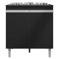Balcao Com Tampo Cooktop 79 Cm 2 Portas Andreia Preto Reajl Preto - 1