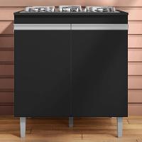 Balcao Com Tampo Cooktop 79 Cm 2 Portas Andreia Preto Reajl Preto - 2