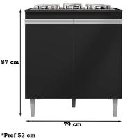 Balcao Com Tampo Cooktop 79 Cm 2 Portas Andreia Preto Reajl Preto - 5