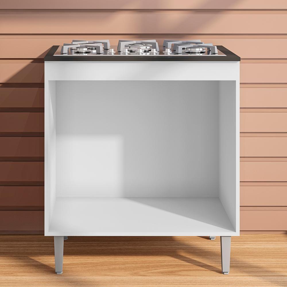 Balcao Com Tampo Cooktop 79 Cm 2 Portas Andreia Branco Reajl Branco - 2
