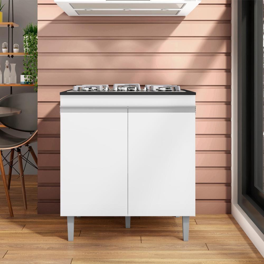 Balcao Com Tampo Cooktop 79 Cm 2 Portas Andreia Branco Reajl Branco - 4