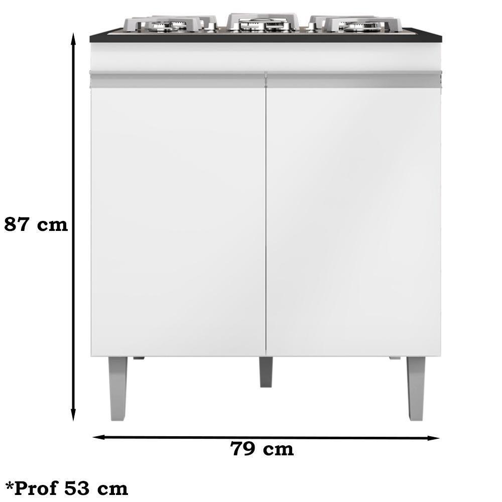 Balcao Com Tampo Cooktop 79 Cm 2 Portas Andreia Branco Reajl Branco - 7
