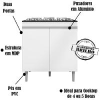 Balcao Com Tampo Cooktop 79 Cm 2 Portas Andreia Branco Reajl Branco - 3