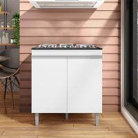 Balcao Com Tampo Cooktop 79 Cm 2 Portas Andreia Branco Reajl Branco