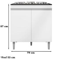 Balcao Com Tampo Cooktop 79 Cm 2 Portas Andreia Branco Reajl Branco - 7