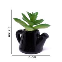 Kit 06 Suculentas Artificiais Com Vaso De Cerâmica 9,5x8x6 Cm - D'rossi