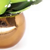 Vaso Decorativo Dourado Com Suculenta Artificial Folha Baixa 15x8 Cm F04 - D'rossi - 3