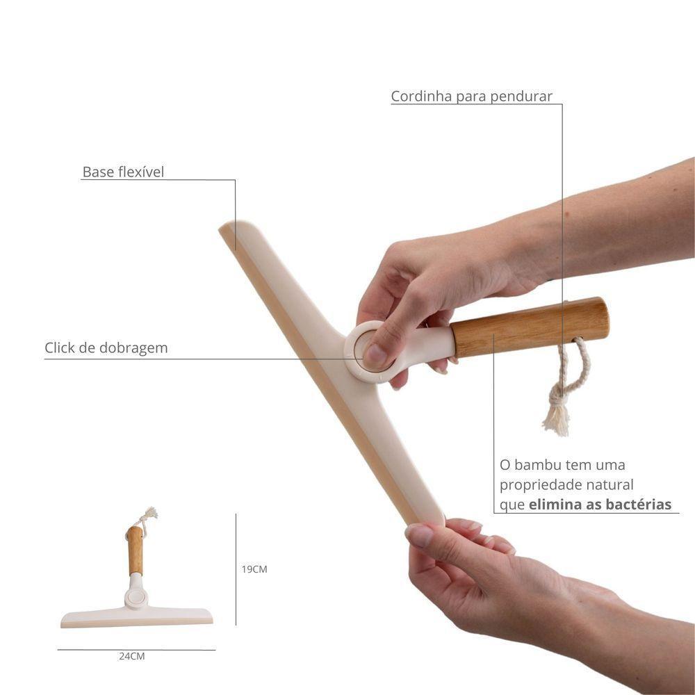 Rodo De Pia Oikos Com Cabo De Bambu Dobrável Off-white - 4