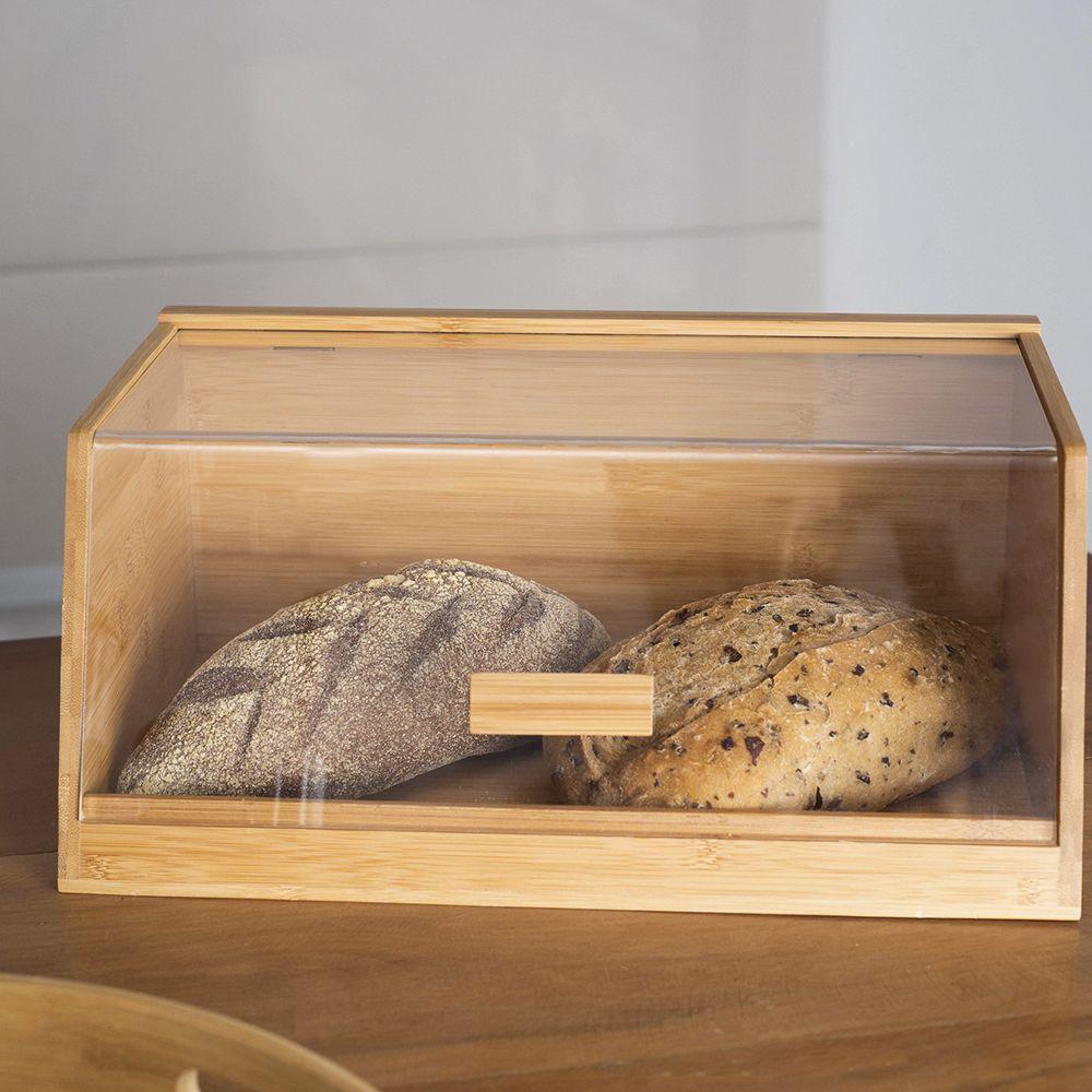Porta Pão De Bambu Oikos Com Tampa Transparente 35cm Retangular - 4