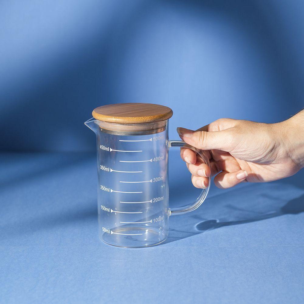 Jarra De Vidro Com Medida Oikos Com Tampa De Bambu 500ml - 2