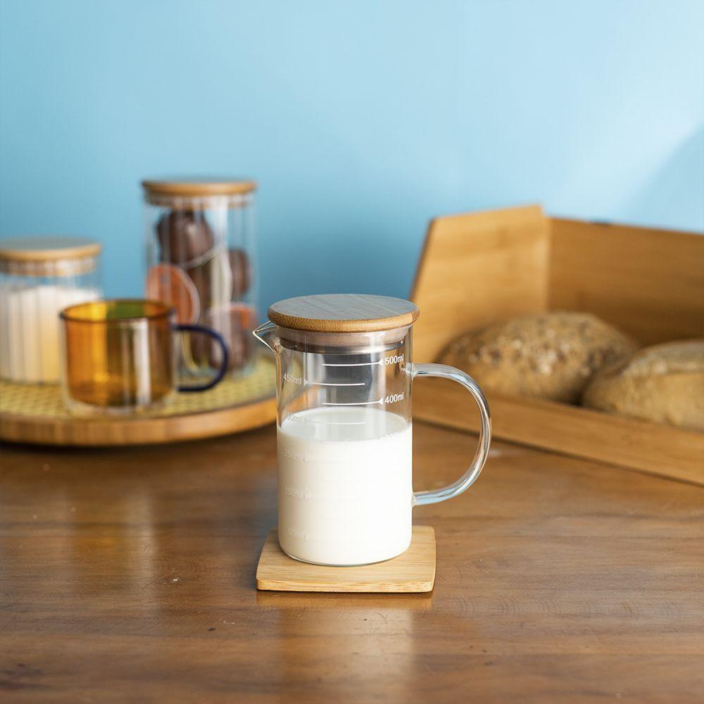 Jarra De Vidro Com Medida Oikos Com Tampa De Bambu 500ml - 4