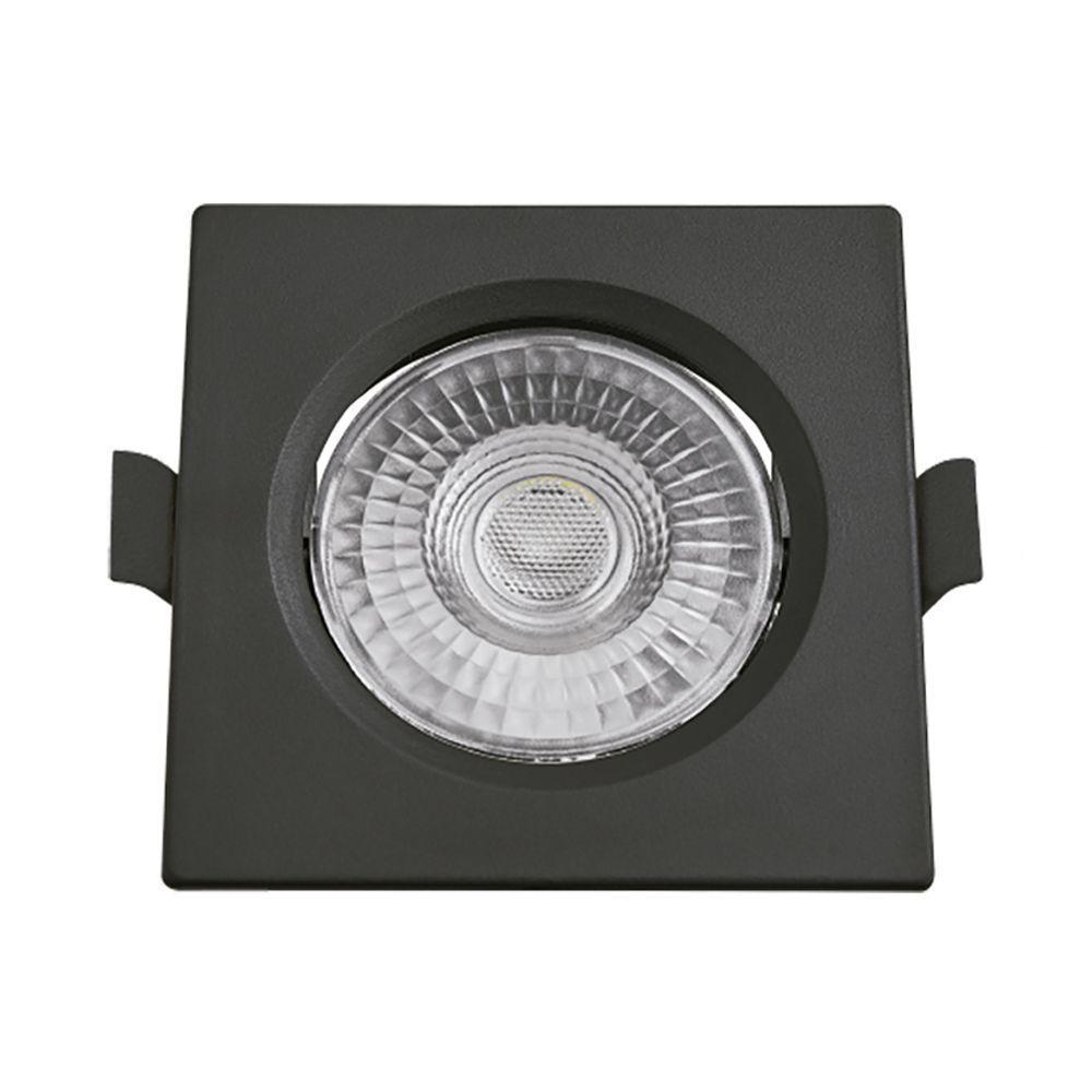 Spot De Led Embutir Slim Mr16 Quadrado 6w Preto Bivolt Blumenau 6500k Luz Fria - 1