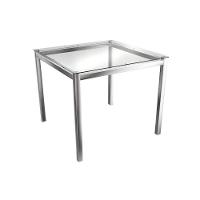 Mesa de Sala Jantar Reno M002 Aço c/Tampo Vidro 90X90cm Cromada - Kappesberg - 1