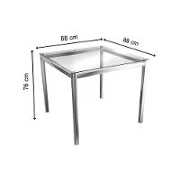 Mesa de Sala Jantar Reno M002 Aço c/Tampo Vidro 90X90cm Cromada - Kappesberg - 3