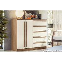Cômoda de Quarto Málaga Gold 2 Portas e 5 Gavetas jatoba/Areia - Santos Andirá - 1