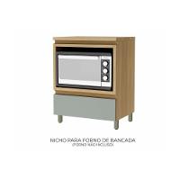 Balcão de Cozinha Rainha p/ Forno 1 Porta c/Tampo 70 cm Nature/Verde - Nesher - 5