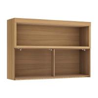 Armário Aéreo p/ Cozinha Marquesa c/ Nicho e 1 Porta Basculante Ripada 120cm Nature - Nesher