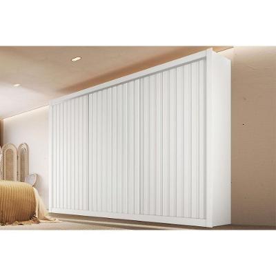 Guarda Roupa Casal York 3 Portas de Correr 6 Gavetas Branco Acetinado MDF Europa