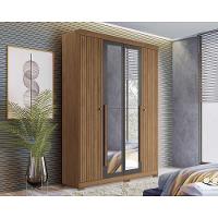 Guarda Roupa Solteiro 4 Portas e 2 Gavetas c/ Espelho e Pés Buriti Jatoba/Grafitte - Santos Andirá - 1