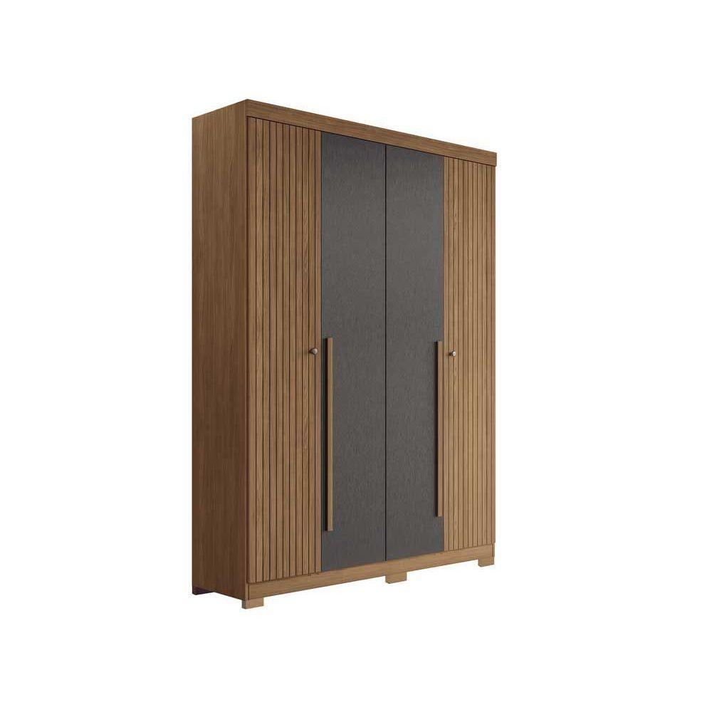 Guarda Roupa Solteiro 4 Portas e 2 Gavetas c/ Pés Buriti Jatoba/Grafitte - Santos Andirá - 3